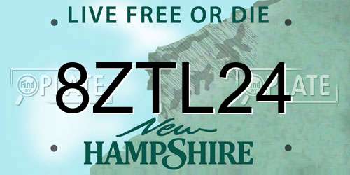 8ZTL24 New Hampshire License Plate