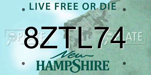 8ZTL74 New Hampshire License Plate