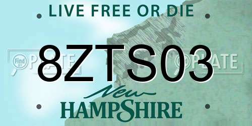 8ZTS03 New Hampshire License Plate