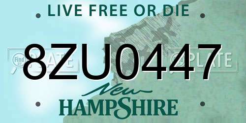 8ZU0447 New Hampshire License Plate