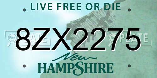 8ZX2275 New Hampshire License Plate