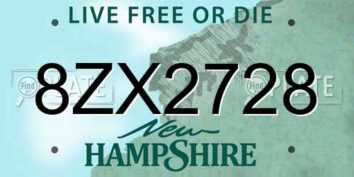 8ZX2728 New Hampshire License Plate