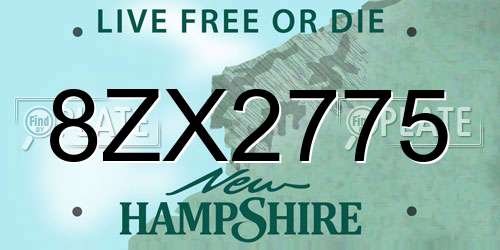 8ZX2775 New Hampshire License Plate