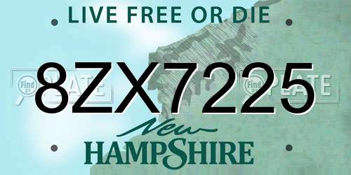 8ZX7225 New Hampshire License Plate