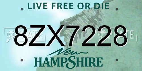 8ZX7228 New Hampshire License Plate