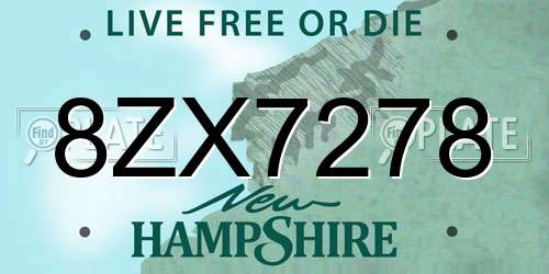 8ZX7278 New Hampshire License Plate