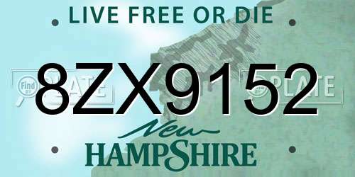 8ZX9152 New Hampshire License Plate