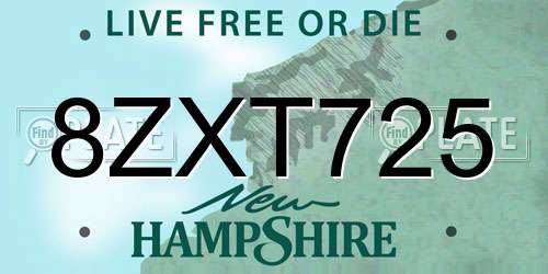 8ZXT725 New Hampshire License Plate