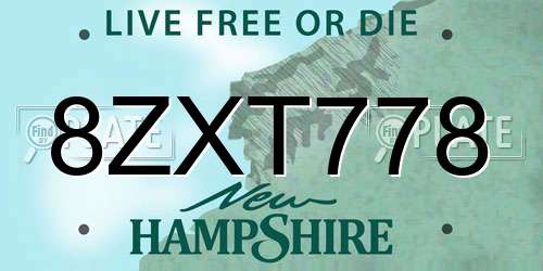 8ZXT778 New Hampshire License Plate