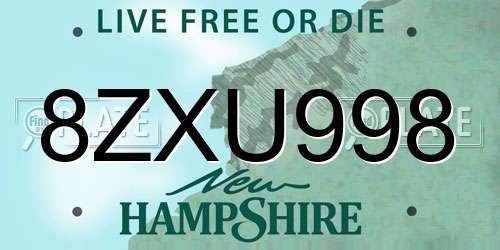 8ZXU998 New Hampshire License Plate