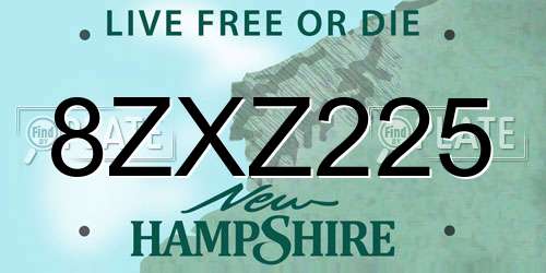 8ZXZ225 New Hampshire License Plate
