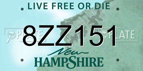 8ZZ151 New Hampshire License Plate