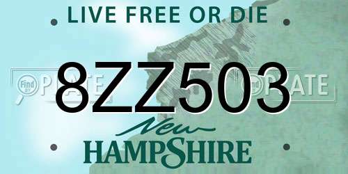 8ZZ503 New Hampshire License Plate