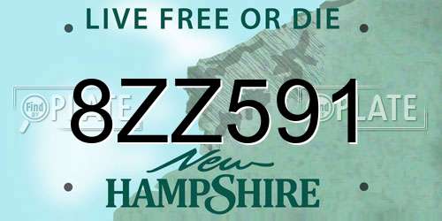 8ZZ591 New Hampshire License Plate