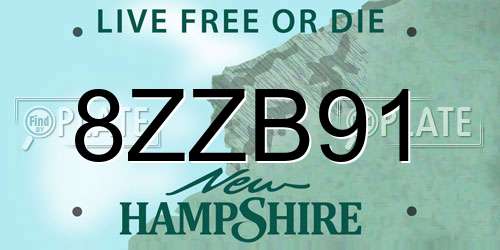 8ZZB91 New Hampshire License Plate