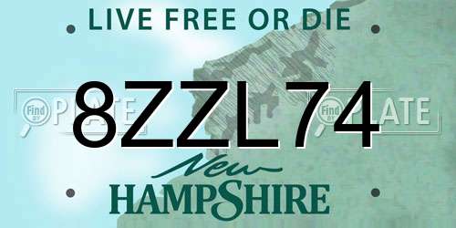8ZZL74 New Hampshire License Plate