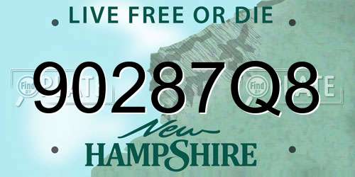 90287Q8 New Hampshire License Plate
