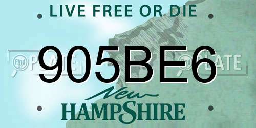 905BE6 New Hampshire License Plate