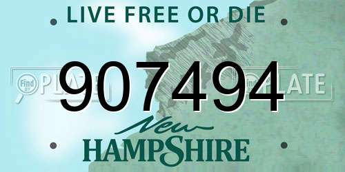907494 New Hampshire License Plate