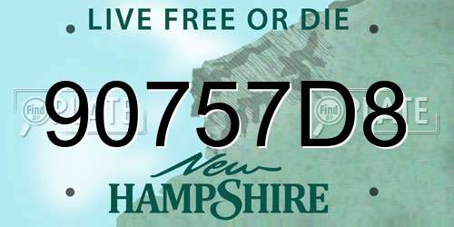 90757D8 New Hampshire License Plate
