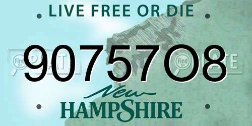 90757O8 New Hampshire License Plate