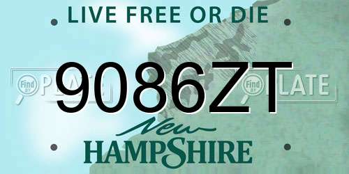 9086ZT New Hampshire License Plate