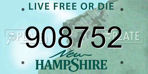 908752 New Hampshire License Plate
