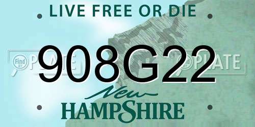 908G22 New Hampshire License Plate