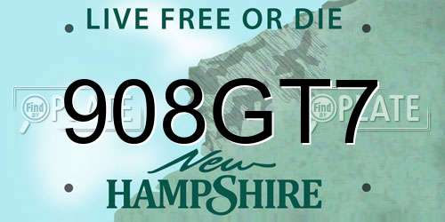 908GT7 New Hampshire License Plate