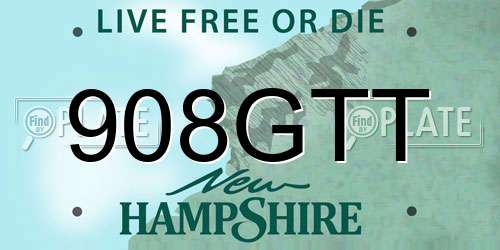 908GTT New Hampshire License Plate