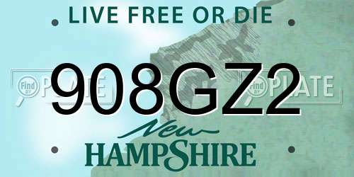 908GZ2 New Hampshire License Plate