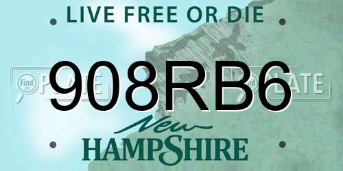 908RB6 New Hampshire License Plate