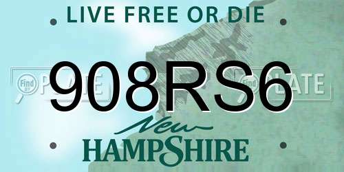 908RS6 New Hampshire License Plate