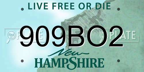 909BO2 New Hampshire License Plate