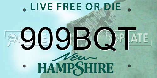 909BQT New Hampshire License Plate