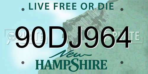 90DJ964 New Hampshire License Plate