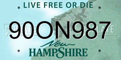 90ON987 New Hampshire License Plate