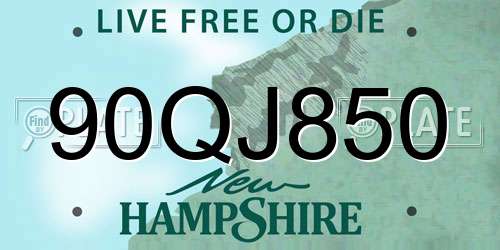 90QJ850 New Hampshire License Plate