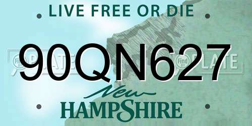 90QN627 New Hampshire License Plate