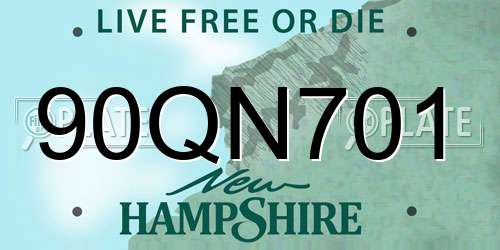 90QN701 New Hampshire License Plate