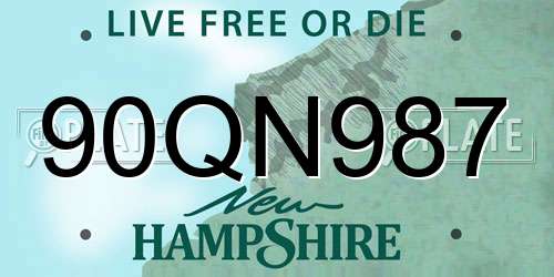 90QN987 New Hampshire License Plate