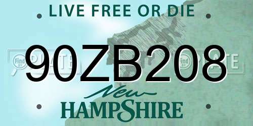 90ZB208 New Hampshire License Plate