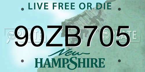 90ZB705 New Hampshire License Plate