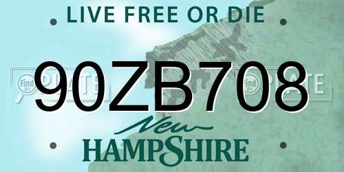 90ZB708 New Hampshire License Plate