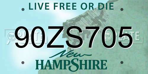 90ZS705 New Hampshire License Plate