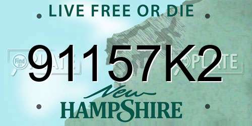91157K2 New Hampshire License Plate