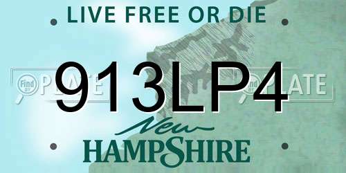 913LP4 New Hampshire License Plate
