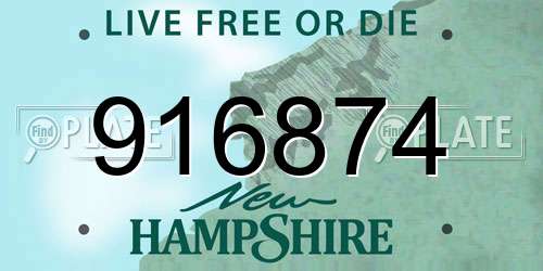 916874 New Hampshire License Plate