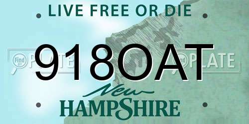 918OAT New Hampshire License Plate