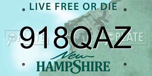 918QAZ New Hampshire License Plate